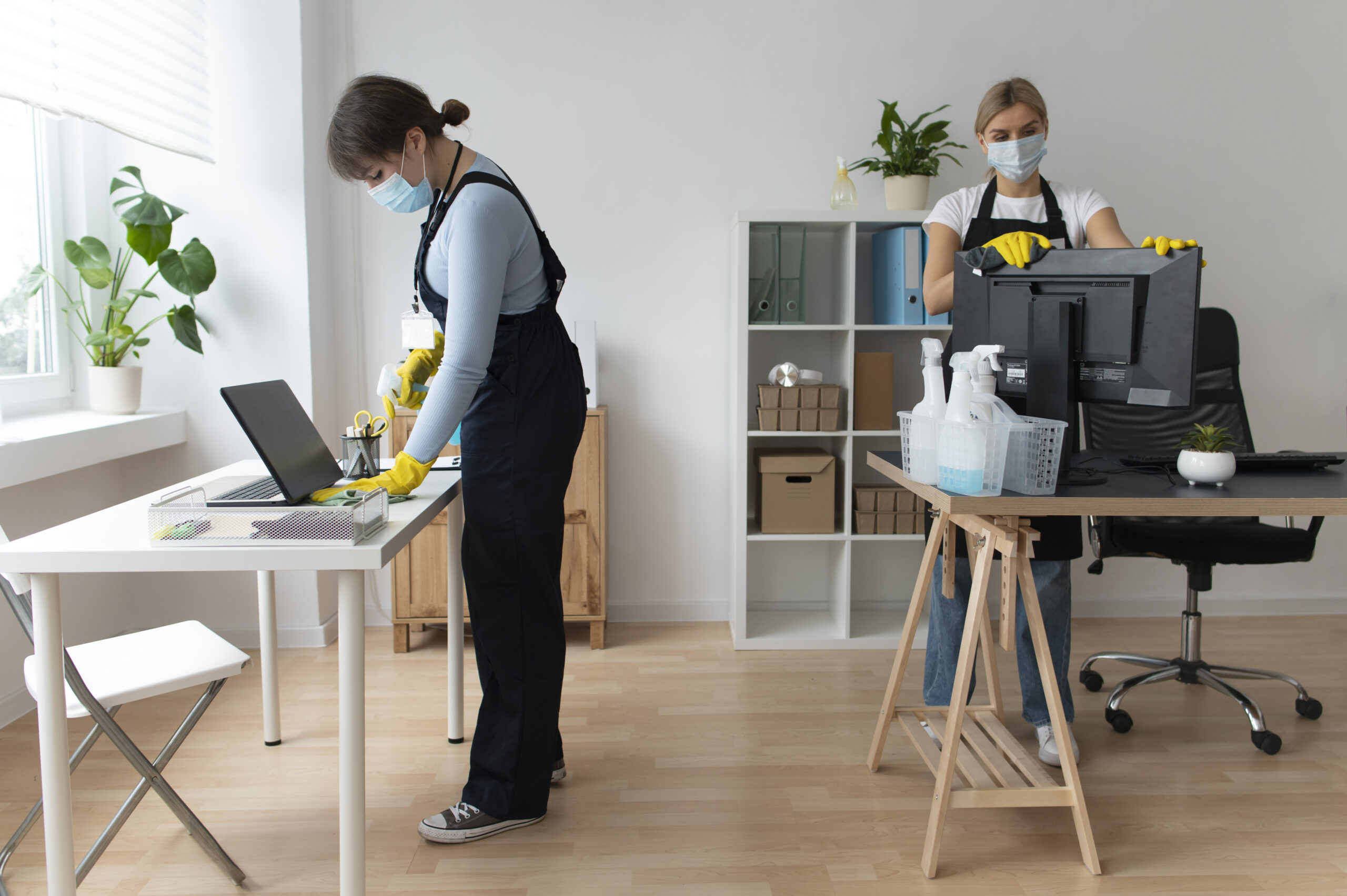people taking care office cleaning